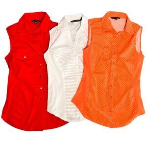 Zac & Rachel Womens S Sleeveless Blouse Lot 3 Stretch Side Panels Button Front